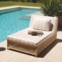 Casa Padrino Luxus Kunstrattan Gartenliege Beige / Wei� / Naturfarben 168 cm - Luxus Hotel & Garten M�bel - Luxus Qualit�t