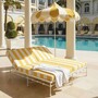 Casa Padrino Luxus Doppel Gartenliege Wei� / Gelb 160 x 190 cm - Hotel & Garten M�bel