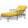 Casa Padrino Luxus Gartenliege mit Armlehnen Schwarz / Gelb 190 cm - Luxus Sonnenliege - Hotel & Garten M�bel VPP 