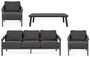 Casa Padrino Luxus Gartenm�bel Set Anthrazit - 1 Gartensofa & 2 Gartensessel & 1 Gartentisch - Moderne Luxus Garten & Terrassen M�bel - Luxus Kollektion