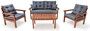 Casa Padrino Luxus Gartenm�bel Set Anthrazit / Dunkelbraun - 1 Garten Sofa & 2 Garten Sessel & 1 Garten Couchtisch - Garten M�bel - Terrassen M�bel - Luxus M�bel