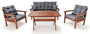 Casa Padrino Luxus Gartenm�bel Set Anthrazit / Dunkelbraun - 1 Garten Sofa & 2 Garten Sessel & 1 Garten Esstisch - Garten M�bel - Terrassen M�bel - Luxus M�bel