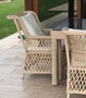 Casa Padrino Luxus Gartenstuhl 6er Set Naturfarben / Wei� 57 x 61 x H. 80 cm - Rattan St�hle mit Armlehnen und Kissen - Moderne Rattan Garten & Terrassen M�bel