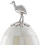 Casa Padrino Luxus Deko Objekt Emu Ei Naturfarben / Silber  12 x H. 33 cm - B�ro Schreibtisch Wohnzimmer Deko Accessoires