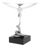 Casa Padrino Luxus Servierschale Schlange Silber / Schwarz  25,5 x H. 28,5 cm - Versilberte Messing Schale mit St�nder und Granitsockel - Luxus Kollektion
