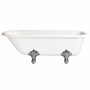Casa Padrino Jugendstil Badewanne Wei� / Silber 170 cm - Freistehende Gusseisen Badewanne