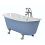 Casa Padrino Luxus Gusseisen Badewanne Hellblau / Wei� 170 x 68 x H. 67.5 cm - Gebogene freistehende Badewanne - Barock & Jugendstil Badezimmer M�bel