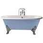 Casa Padrino Luxus Gusseisen Badewanne Hellblau / Wei� 178 cm - Gebogene freistehende Badewanne - Barock & Jugendstil Badezimmer M�bel
