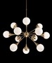 Casa Padrino Luxus H�ngeleuchte Messingfarben / Wei�  102 x H. 64 cm - Sputnik Pendelleuchte mit 12 Glaskugeln 