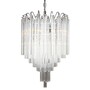 Casa Padrino Luxus H�ngeleuchte Silber  55 x H. 58 cm - Kristallglas Pendelleuchte mit gestuften Glasst�ben 