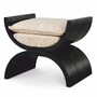 Casa Padrino Luxus Hocker Schwarz / Creme 55 cm - Luxus Hotel M�bel