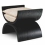 Casa Padrino Luxus Hocker Schwarz / Creme 55 cm - Luxus Hotel M�bel