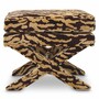 Casa Padrino Luxus Hocker mit Tiger Design Beige / Braun - Luxus Wohnzimmer M�bel