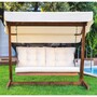 Casa Padrino Luxus Hollywood Schaukel Beige / Braun 220 cm - Garten Schaukel