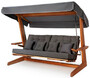 Casa Padrino Luxus Hollywood Schaukel Anthrazitgrau / Braun - Wetterfeste Garten Schaukel mit Sonnendach - Garten M�bel - Terrassen M�bel - Luxus M�bel - Luxus Garten Einrichtung 