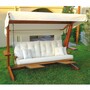 Casa Padrino Luxus Hollywood Schaukel Creme / Braun - Wetterfeste Garten Schaukel mit Sonnendach - Garten Terrassen Hotel M�bel - Luxus Qualit�t