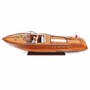 Casa Padrino Luxus Deko Speedboot Braun / Naturfarben / Wei� 89 cm - Handgefertigtes Modellboot