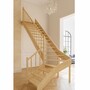 Casa Padrino Luxus Eck-Holztreppe mit Gel�nder linke Seite Naturfarben H. 304 cm