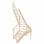 Casa Padrino Luxus Eck-Holztreppe mit Gel�nder linke Seite Naturfarben H. 304 cm