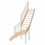 Casa Padrino Luxus Eck-Holztreppe mit Gel�nder linke Seite Naturfarben H. 304 cm