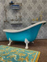 Casa Padrino Luxus Jugendstil Badewanne T�rkis / Wei� 174 x 83 x H. 81 cm - Freistehende Retro Badewanne mit L�wenf��en - Retro Badezimmer M�bel