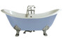 Casa Padrino Luxus Jugendstil Gusseisen Badewanne Hellblau  / Wei� / Silber 180 x 77 x H. 79 cm - Gebogene freistehende Badewanne - Barock & Jugendstil Badezimmer M�bel