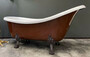 Casa Padrino Luxus Jugendstil Badewanne Mahagonibraun / Wei� 174 x 83 x H. 81 cm - Freistehende Retro Badewanne mit L�wenf��en - Retro Badezimmer M�bel