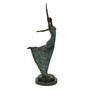 Casa Padrino Luxus Jugendstil Bronze Skulptur Tnzerin Antikgrn Bronze auf Marmorsockel H 53.5 cm - Bronzefigur - Dekofigur - Deko Accessoires