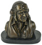 Casa Padrino Luxus Deko Bronze B�ste mit Marmorsockel Pilot Bronze / Schwarz 19 x 11 x H. 19 cm - Bronze Skulptur Pilot - Bronze Figur Pilot - Dekofigur Pilot - Schreibtisch Deko Accessoires