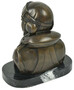 Casa Padrino Luxus Deko Bronze B�ste mit Marmorsockel Pilot Bronze / Schwarz 19 x 11 x H. 19 cm - Bronze Skulptur Pilot - Bronze Figur Pilot - Dekofigur Pilot - Schreibtisch Deko Accessoires