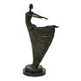 Casa Padrino Luxus Jugendstil Bronze Skulptur T�nzerin Bronze auf Marmorsockel H 53.5 cm - Bronzefigur - Dekofigur - Deko Accessoires
