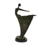 Casa Padrino Luxus Jugendstil Bronze Skulptur T�nzerin Bronze auf Marmorsockel H 53.5 cm - Bronzefigur - Dekofigur - Deko Accessoires
