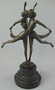 Casa Padrino Luxus Jugendstil Bronze Skulptur T�nzerinnen mit Marmorsockel Bronzefarben / Schwarz 24 x 13 x H. 36 cm - Bronzefigur - Dekofigur - Deko Accessoires