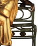 Casa Padrino Luxus Jugendstil Skulptur Dame auf Sitzbank Bronze mit Patina / Gold / Antik Gr�n H.65 cm - Handgefertigte Bronze Deko Figur - Luxus Qualit�t - Made in Italy