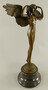 Casa Padrino Luxus Jugendstil Deko Skulptur Engel Bronze / Schwarz 38 x 20 x H. 57 cm - Bronze Figur mit Marmorsockel - Barock & Jugendstil Bronze Skulpturen