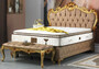 Casa Padrino Barock Doppelbett Braun / Gold - Prunkvolles Samt Bett mit Matratze - Schlafzimmer Set im Barockstil - Schlafzimmerm�bel