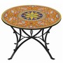 Casa Padrino Luxus Jugendstil Esstisch Orange / Bunt / Schwarz  140 cm - Runder Gartentisch - Gastronomie M�bel - Made in Italy