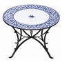 Casa Padrino Luxus Jugendstil Esstisch Wei� / Blau / Schwarz  140 cm - Runder Gartentisch - Gastronomie M�bel - Made in Italy