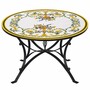 Casa Padrino Luxus Jugendstil Esstisch Wei� / Gelb / Bunt / Schwarz  140 cm - Runder Gartentisch - Gastronomie & Garten M�bel - Made in Italy