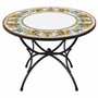 Casa Padrino Luxus Jugendstil Esstisch Wei� / Bunt / Schwarz  120 cm - Runder Gartentisch - Garten M�bel - Made in Italy