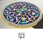 Casa Padrino Luxus Jugendstil Gartentisch Rankengirlande Blau  150 cm - Runder Esstisch aus handbemaltem Lavastein - Gastronomie M�bel - Made in Italy