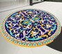 Casa Padrino Luxus Jugendstil Gartentisch Rankengirlande Blau  150 cm - Runder Esstisch aus handbemaltem Lavastein - Gastronomie M�bel - Made in Italy