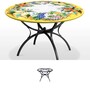 Casa Padrino Luxus Jugendstil Gartentisch Trauben und Fr�chte  120 cm - Runder Esstisch aus handbemaltem Lavastein - Gastronomie M�bel - Made in Italy