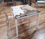 Casa Padrino Luxus Jugendstil Gartentisch Marmoriert Gold 80 x 80 cm - Quadratischer Esstisch aus handbemaltem Lavastein - Gastronomie M�bel - Made in Italy