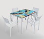 Casa Padrino Luxus Jugendstil Gartentisch Abstrakt Blau 140 x 80 cm - Rechteckiger Esstisch aus handbemaltem Lavastein - Gastronomie M�bel - Made in Italy