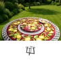 Casa Padrino Luxus Jugendstil Gartentisch Zitronen auf Rot  150 cm - Runder Esstisch aus handbemaltem Lavastein - Gastronomie M�bel - Made in Italy