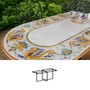 Casa Padrino Luxus Jugendstil Gartentisch Drachenranken 200 x 100 cm - Ovaler Esstisch aus handbemaltem Lavastein - Gastronomie M�bel - Made in Italy