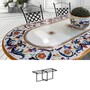 Casa Padrino Luxus Jugendstil Gartentisch Ornamentbord�re 200 x 100 cm - Ovaler Esstisch aus handbemaltem Lavastein - Gastronomie M�bel - Made in Italy