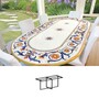 Casa Padrino Luxus Jugendstil Gartentisch Ornamentbord�re 250 x 120 cm - Ovaler Esstisch aus handbemaltem Lavastein - Gastronomie M�bel - Made in Italy