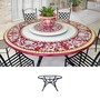 Casa Padrino Luxus Jugendstil Gartentisch Arabeske Rot  180 cm - Runder Esstisch aus handbemaltem Lavastein - Gastronomie M�bel - Made in Italy